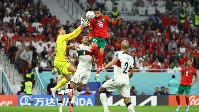 Maroko berhasil unggul 1-0 atas Portugal di babak pertama babak 8 besar Piala Dunia 2022, Sabtu (10/12).