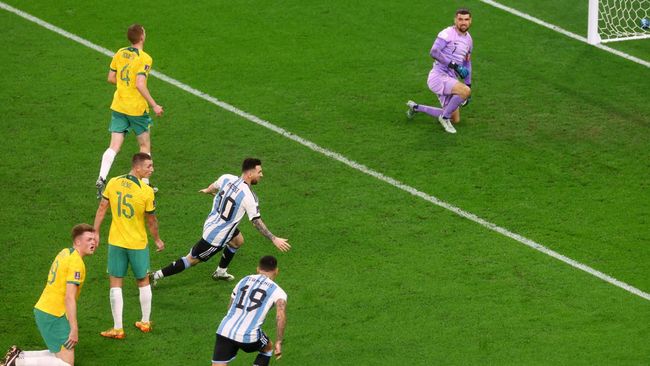Gol kapten Argentina Lionel Messi ke gawang Australia di babak 16 besar Piala Dunia 2022 membuat penantian 16 tahun Messi berakhir.