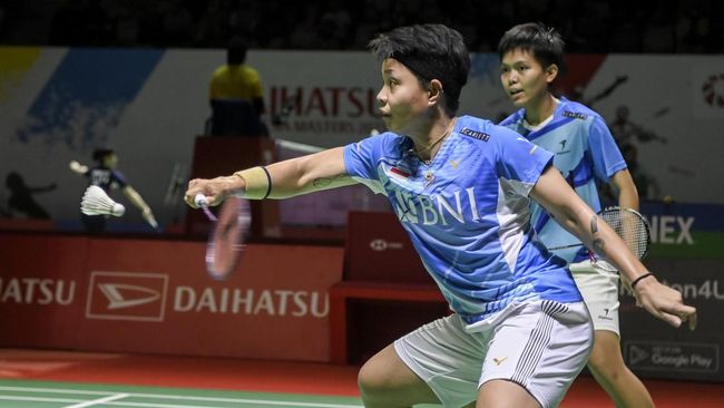 Apriyani Rahayu/Siti Fadia Silva Ramadhanti menang atas pasangan Taiwan Hu Ling Fang/Lin Xiao Min pada babak 16 besar Indonesia Masters 2023.