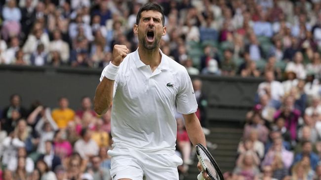 Petenis asal Serbia Novak Djokovic berhasil melaju ke final Wimbledon 2023, Jumat (14/7).