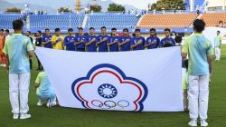 Duel Taiwan kontra Kirgistan untuk sementara imbang 1-1 dalam pertandingan Grup F Asian Games 2023 di Stadion Jinhua, Minggu (24/9).