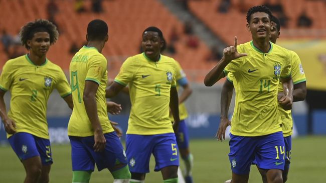 Timnas Brasil U-17 membuat rekor tembakan saat menang 9-0 atas Kaledonia Baru pada laga kedua grup C Piala Dunia U-17 2023.