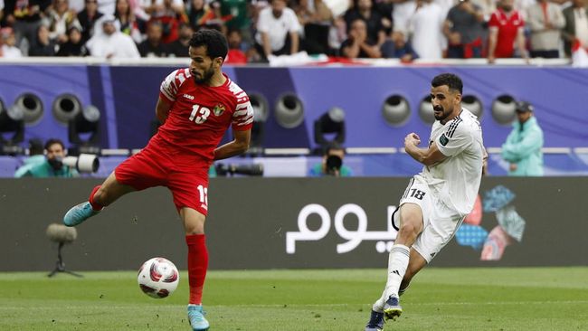 Yordania lolos dramatis ke perempat final Piala Asia usai menang 3-2 atas Irak di 16 besar Piala Asia 2023, Senin (29/1).