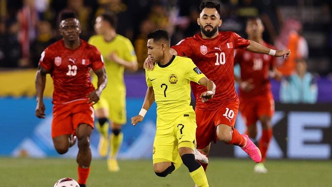 Timnas Malaysia kalah dramatis 0-1 dari Bahrain pada pertandingan kedua Grup E Piala Asia 2023 di Stadion Jassim bin Hamad, Sabtu (20/1).